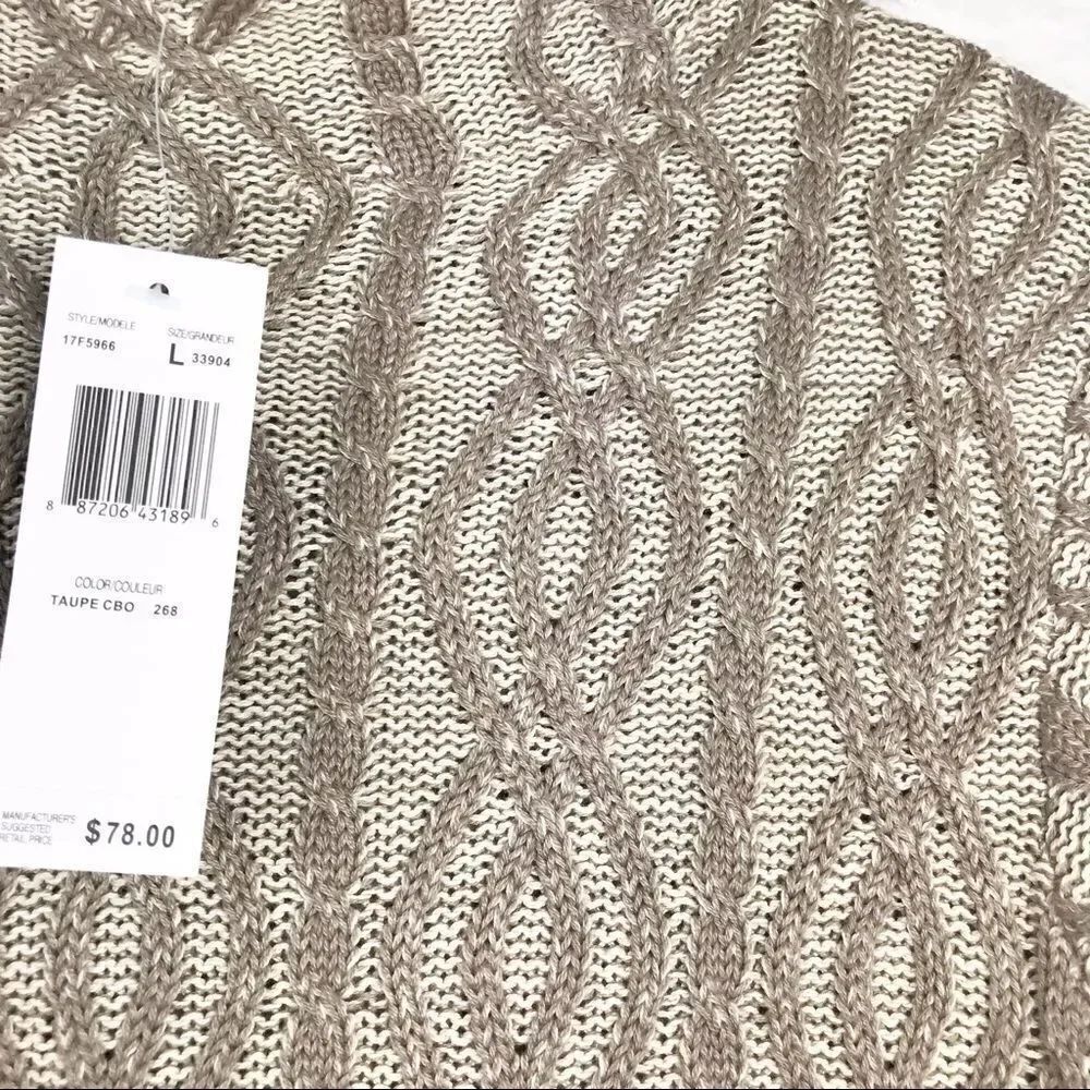 EightEightEight Cream Tan Pattern Cable Knit Sweater NEW - Picture 7 of 11